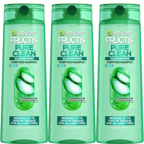 Garnier Fructis Pure Clean Shampoo - Purifies Hair, Aloe & Vitamins B3/B6 - 12.5 Fl Oz, 3 Count