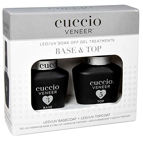 Cuccio Veneer Nail Care Set - High Shine Finish, LED Cured Base & Top Coat - 2 Pieces