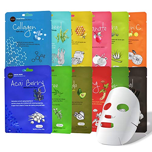 Celavi Essence Facial Sheet Mask Set - Hydrating, Paraben & Cruelty-Free - 12-Packs