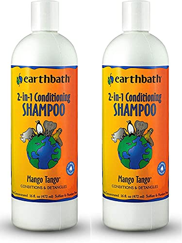 earthbath Dog Shampoo - Gentle 2-in-1 Conditioning, Natural Ingredients, Mango Scent - 16oz (2 Pack)