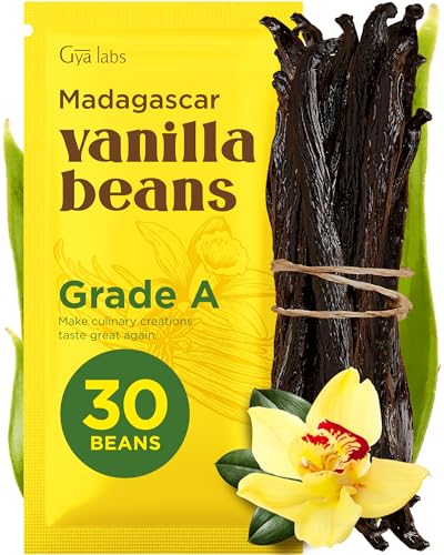 Gya Labs Madagascar Vanilla Beans - Flavorful Grade A Pods for Extract & Baking - 5-7 Inches