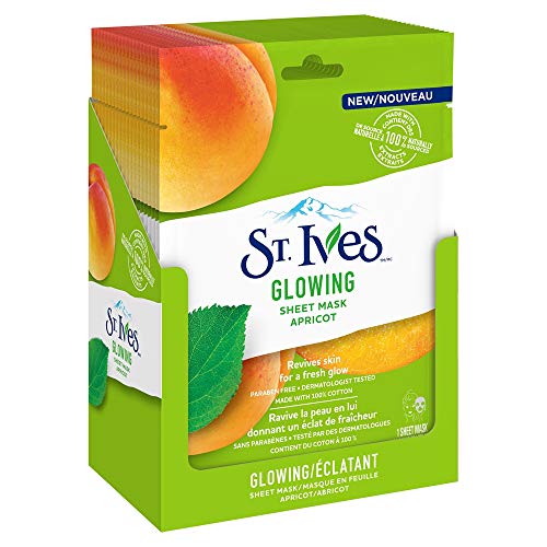 St. Ives Skin Care Sheet Mask - Revitalizing Glow with Natural Apricot Extracts, 6 Count