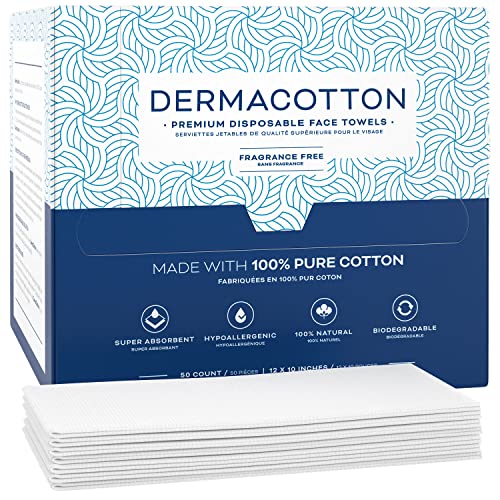 Dermacotton Facial Cloth - 100% Biodegradable, Hypoallergenic Makeup Remover Towels - 100 X-Large