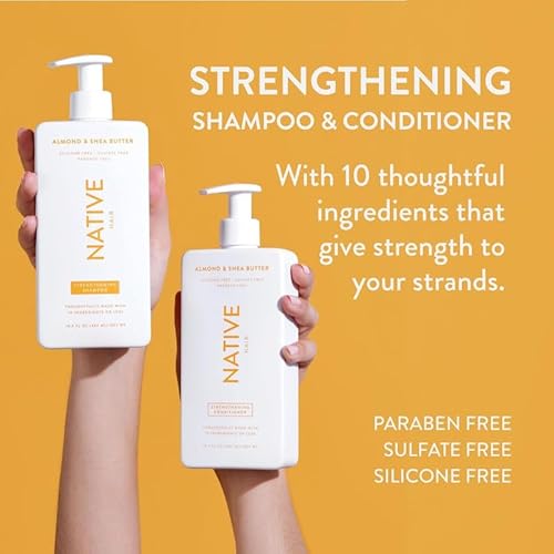 Native Shampoo & Conditioner Set - Strengthens, Moisturizes, Vegan - Almond & Shea Butter, 16.5oz