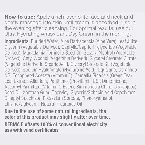 Derma E Night Cream - Deeply Hydrates & Nourishes with Hyaluronic Acid, 2 oz