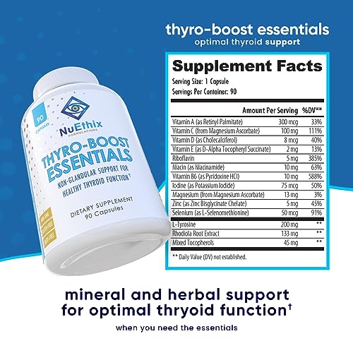 NuEthix Thyro-Boost Essentials - Supports Thyroid Function & Hormone Balance - 90 Capsules