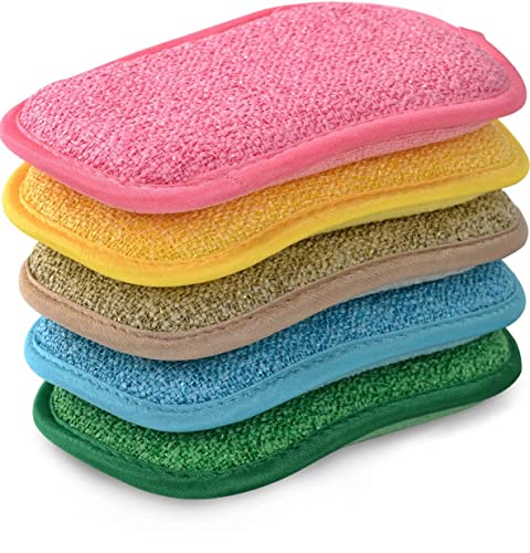 Bear Family Kitchen Scrub Sponge - Dual-Action, Chemical-Free, Machine Washable - Multicolor