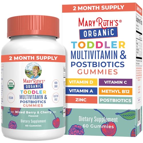 MaryRuth Organics Toddler Multivitamin Gummies - Immune Support, Vegan, USDA Organic - 60 Gummies