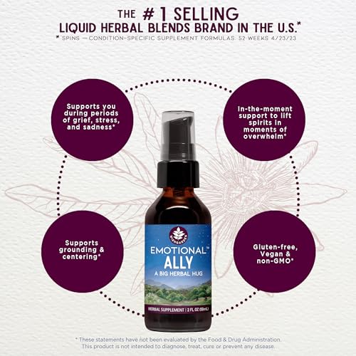 WishGarden Herbs Emotional Ally - Liquid Herbal Supplement for Stress Relief, 2oz