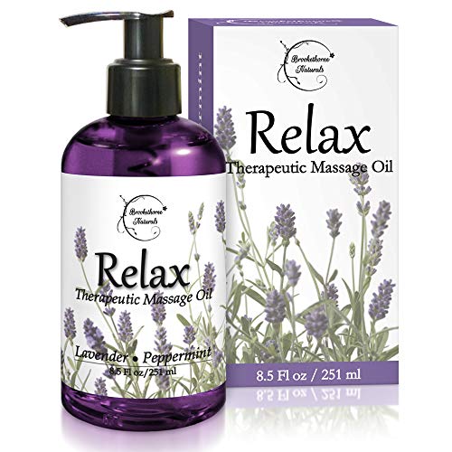 Relax Therapeutic Massage Oil - Relieves Sore Muscles, All Natural Oils - Lavender, 8oz