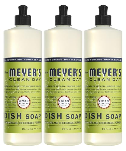 Mrs. Meyer's Clean Day Dish Soap - Grease Cutter, Biodegradable, Lemon Verbena - 16 fl. oz, 3-Pack