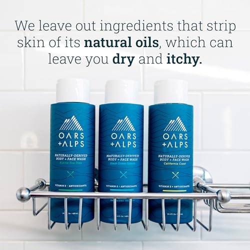 Oars + Alps Men's Body Wash - Deeply Moisturizing, Antioxidant-Rich, Alpine Tea Tree - 2 Pack