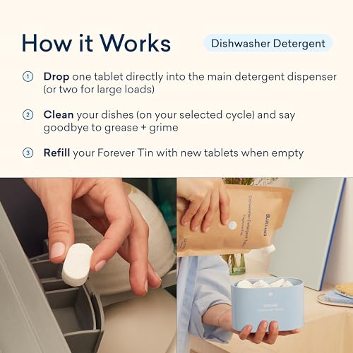 BLUELAND Dishwasher Detergent Tablets - Tough on Stains, Plant-Based, 36 Count