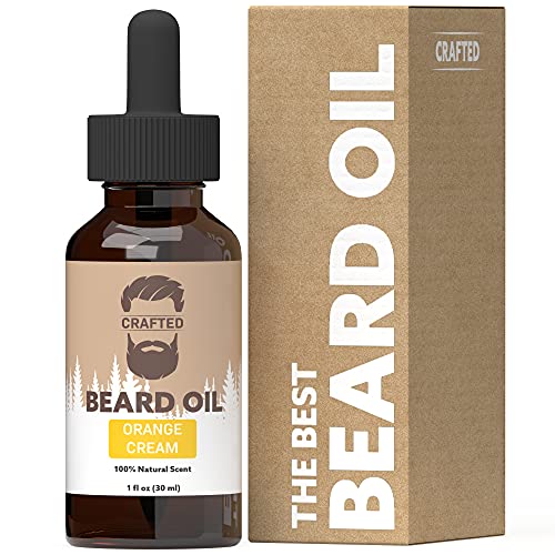 Crafted Beards Beard Oil - Softens & Hydrates, No Residue, Orange Cream Scent - 1oz Made in USA