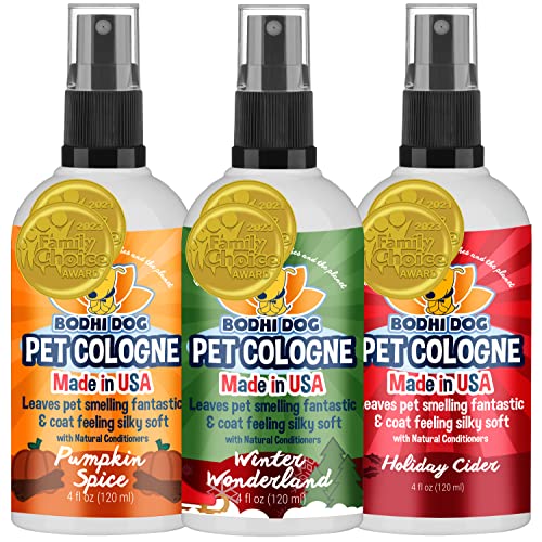 Bodhi Dog Pet Cologne Bundle - Fresh Holiday Scents, Vet Recommended, 3 x 4oz
