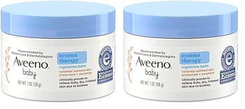 Aveeno Baby Eczema Cream - Nighttime Relief, Hypoallergenic, Colloidal Oatmeal - 1oz (Pack of 2)