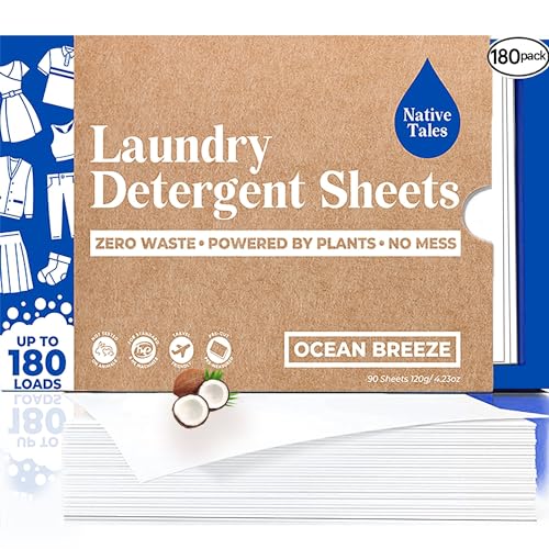 Laundry Detergent Sheets - Deep Clean, Gentle on Skin, Biodegradable - Ocean Breeze, 180 Loads