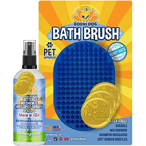 Bodhi Dog Pet Grooming Set - No Chew & Gentle Shampoo Brush for Healthy Skin - 4oz Bundle