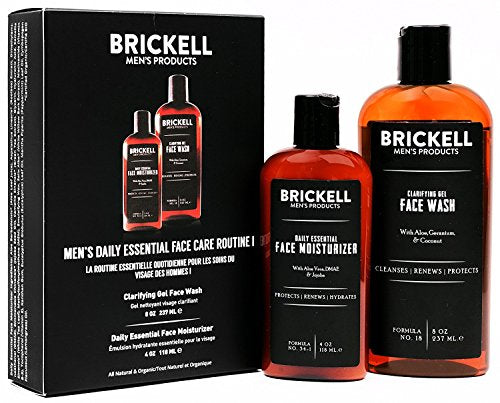 Brickell Men's Skin Care Set - Hydrating Gel Cleanser & Moisturizer, Natural Ingredients - Scented