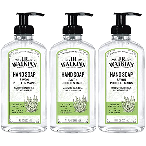 J.R. Watkins Hand Soap - Moisturizing Aloe & Green Tea, Cruelty-Free - 11 Fl Oz, 3 Pack