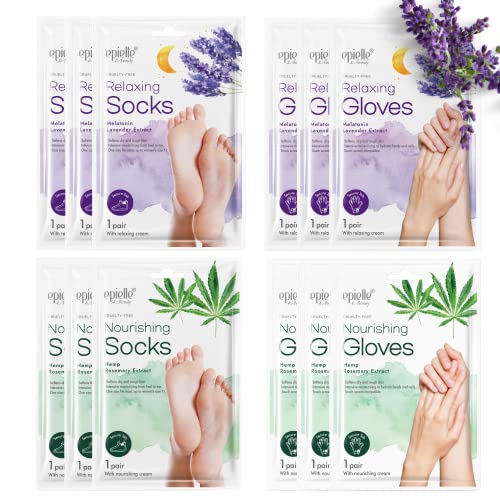 Epielle Moisturizing Gloves & Lavender Socks - Deep Hydration, Nourishing Extracts - 12 Pack