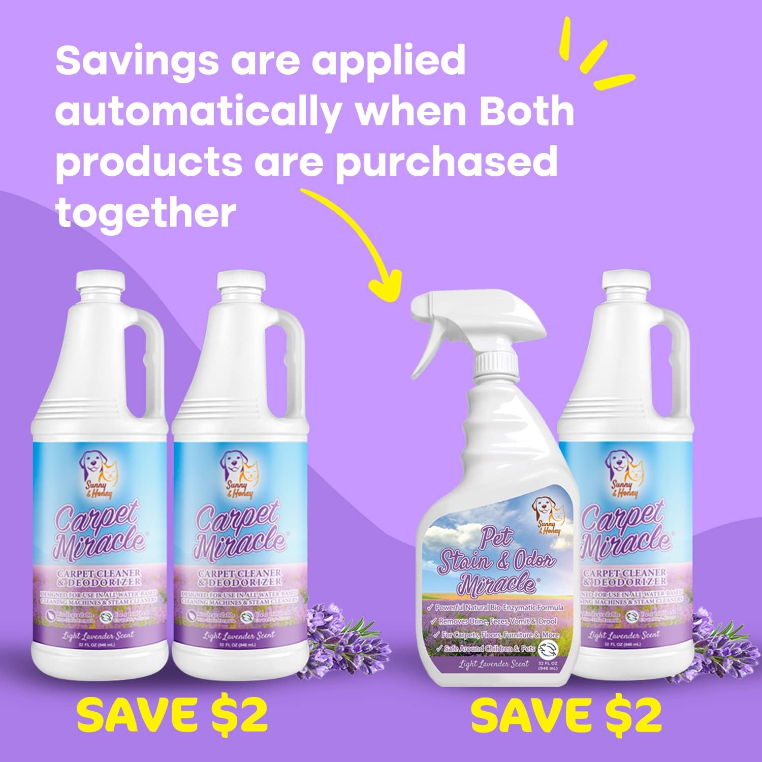 Carpet Miracle Carpet Shampoo - Deep Stain Remover, Odor Neutralizer, Light Lavender - 32FL OZ