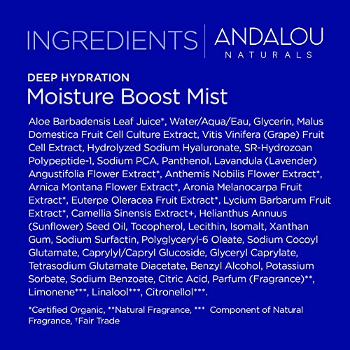 Andalou Naturals Face Mist - Hydrating Spray with Hyaluronic Acid & Bio-Designed Collagen - 6 fl oz
