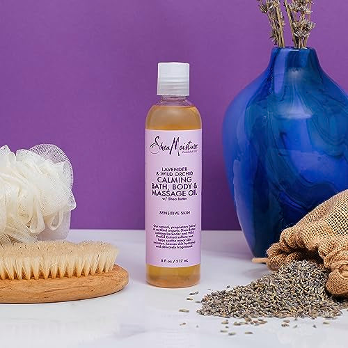 SheaMoisture Body Oil - Lavender Calming Moisturizer for Sensitive Skin, Fair Trade - 8oz