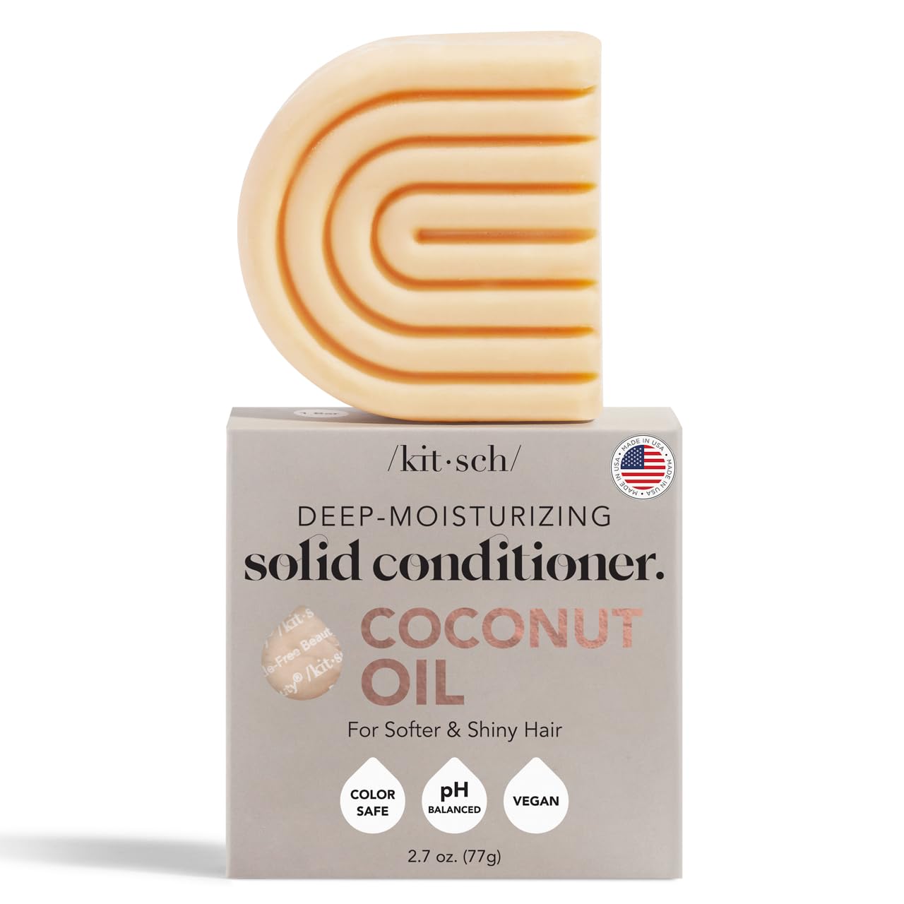 Kitsch Coconut Oil Conditioner Bar - Nourishes & Strengthens, Paraben Free - 2.7 oz