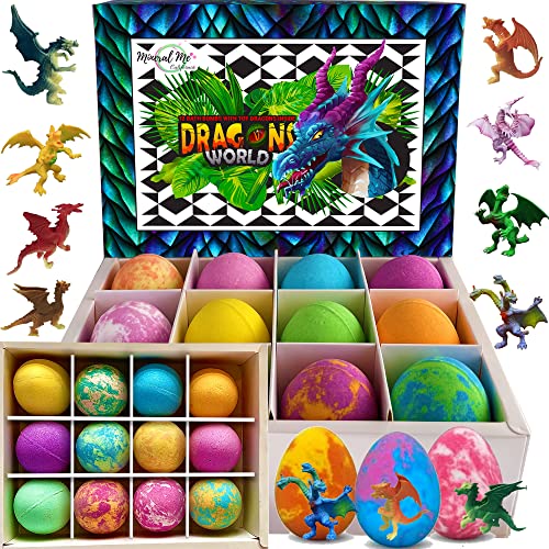 Colorful Dragon Egg Bath Bombs for Kids - Gentle, 12 Organic Fizzies for Fun Bath Time