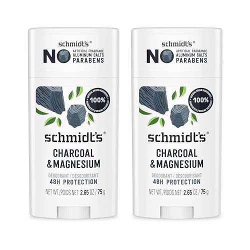 Schmidt's Aluminum-Free Deodorant - 48-Hour Odor Protection, Natural Ingredients - 2.65oz, Pack of 2