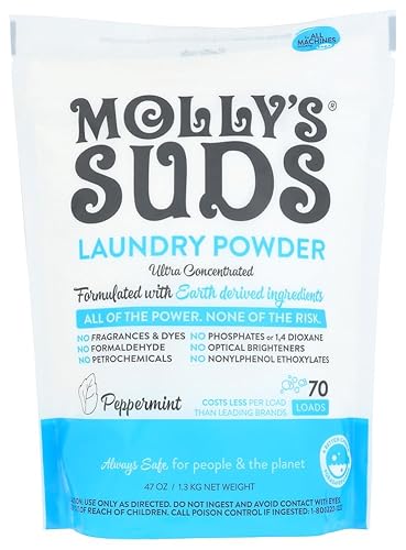 Molly's Suds Laundry Powder - Ultra Concentrated, No Fragrances or Dyes, Vegan - 47oz (Pack of 6)