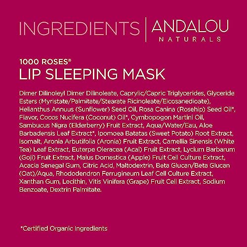 Andalou Naturals Lip Mask - Hydrating Overnight Treatment with Alpine Rose Cells - 0.42 Oz