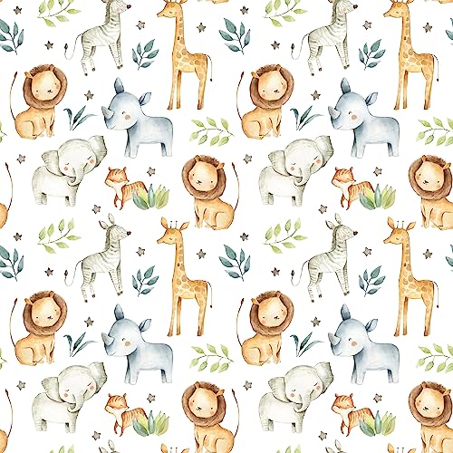 Waterleaf Paper Co. Gift Wrap - 100% Dissolvable, Jungle Baby Animal Design - 10 Sq Ft