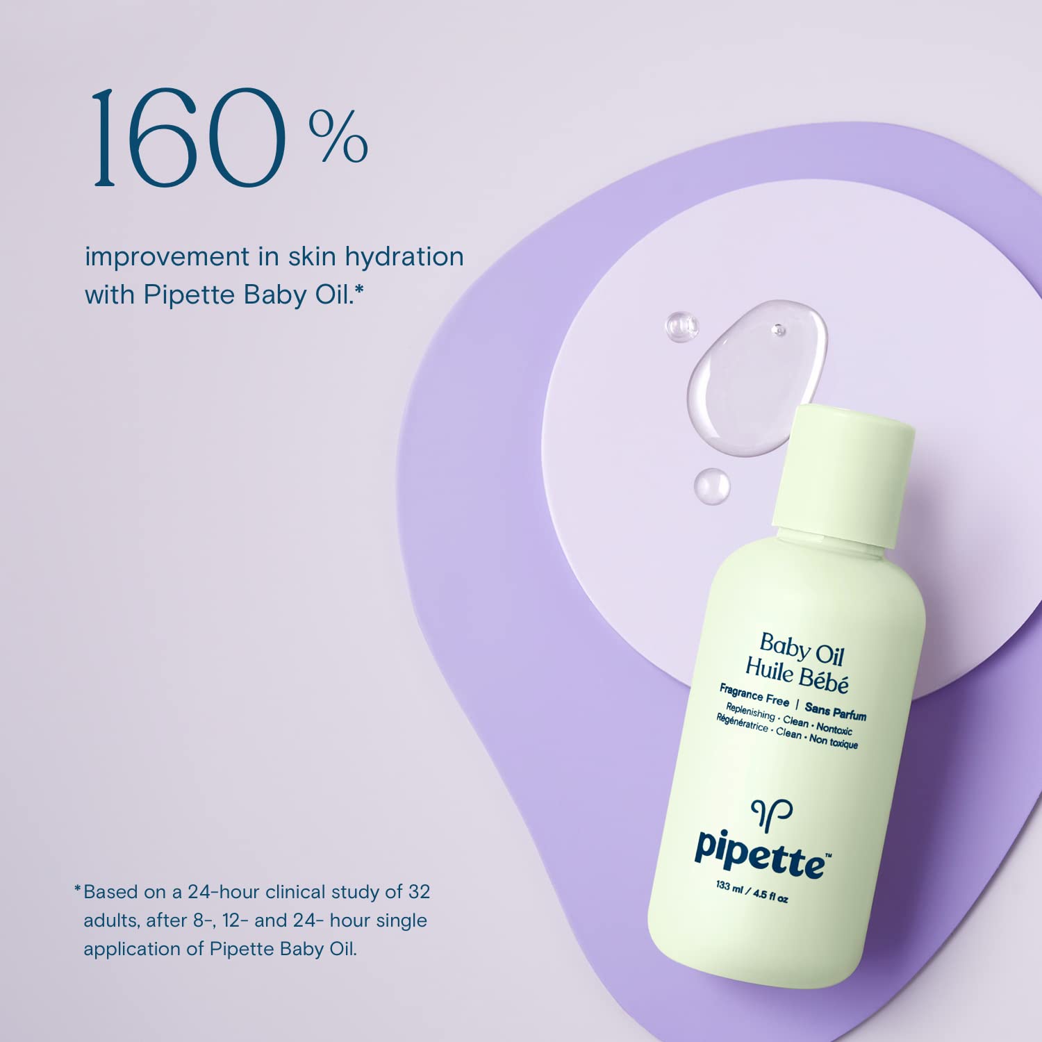Pipette Baby Body Oil - Nurtures & Moisturizes Sensitive Skin, Fragrance-Free, 4.5 fl oz