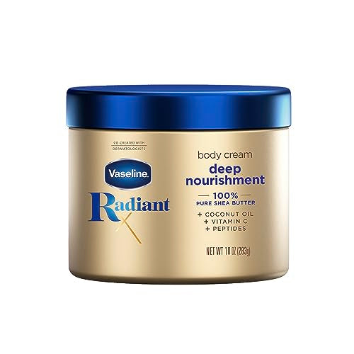 Vaseline Radiant X Body Cream - Deep Nourishment, 72HR Moisture, 100% Pure Shea Butter - 10oz