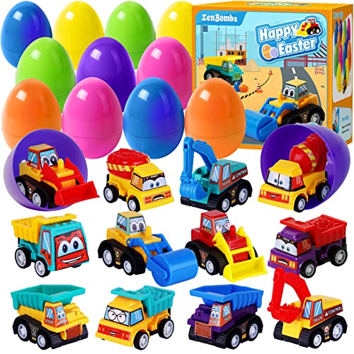 ZenBombs Easter Eggs with Pull-Back Cars - Fun Surprise Toys for Kids, 12 Count