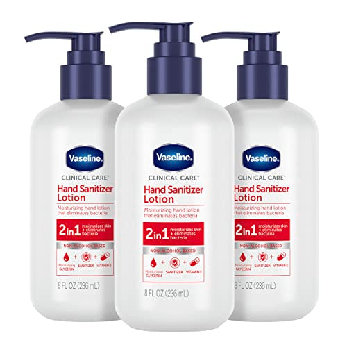 Vaseline Hand Sanitizer Lotion - Hydrates & Moisturizes with Vitamin E, Non-Greasy - 8 oz, 3 Ct