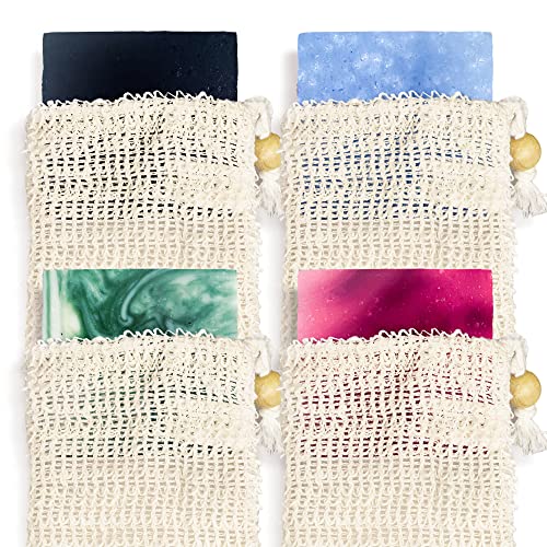 Age of Sage Bar Soap Set - Organic Vegan, Infused with Essential Oils, 4pk with Sisal Bag
