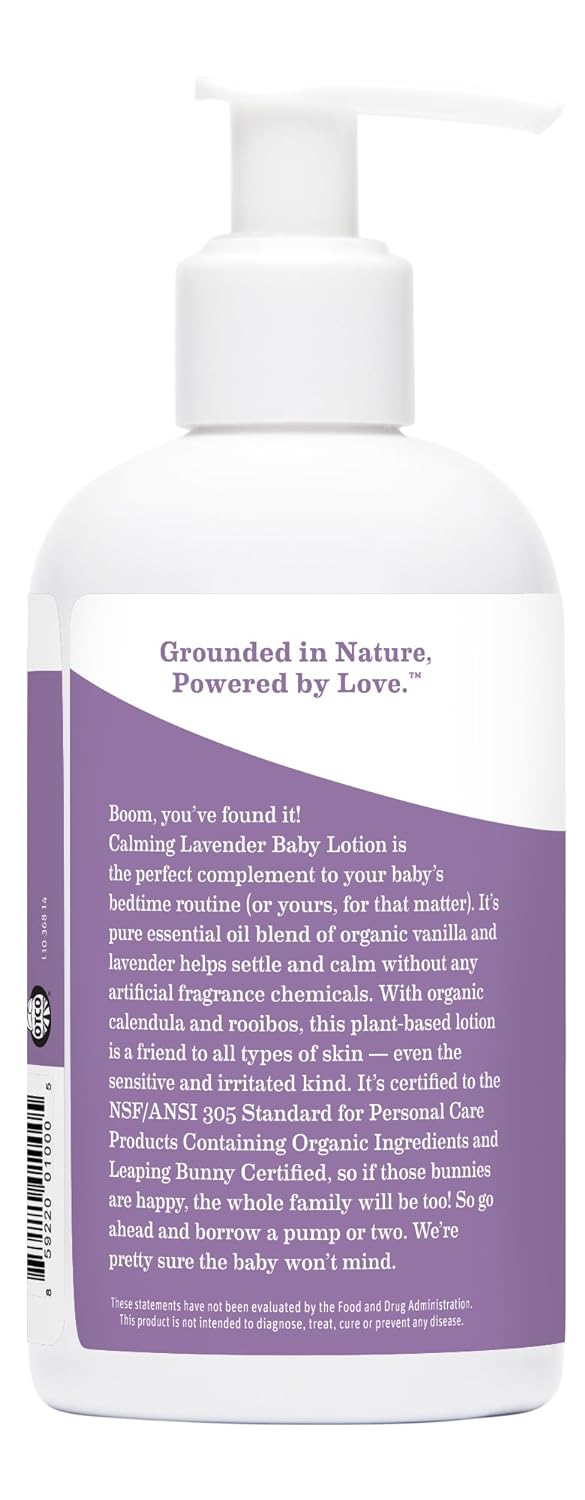Earth Mama Calming Lavender Baby Lotion - Soothes Dry Skin, Organic Ingredients - 8 Fl Oz (2Pk)