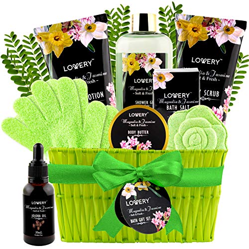 Luxury Spa Bath Gift Set - Calming Magnolia & Jasmine, Paraben-Free Essentials - 9-Piece Kit