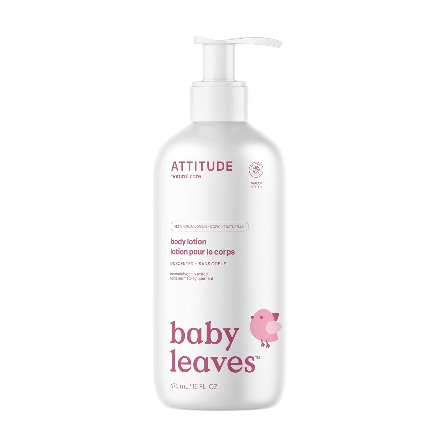 ATTITUDE Baby Lotion - Nourishing Moisturizer, EWG Verified, Vegan, Unscented - 16 Fl Oz