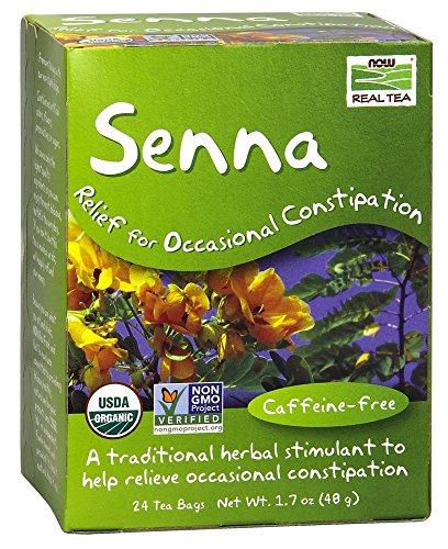 NOW Foods Organic Senna Tea - Herbal Laxative, USDA Organic, Non-GMO, 24 Unbleached Bags