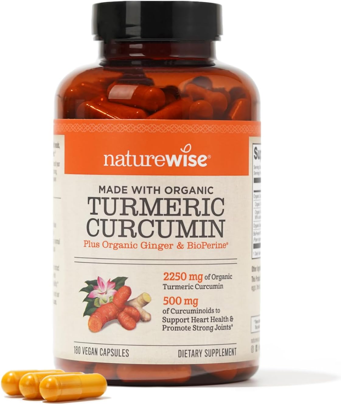 NatureWise Curcumin Herbal Supplement - 500mg Curcuminoids, Enhanced Absorption - 180 Count