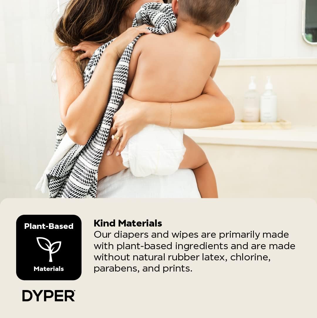 DYPER Baby Diapers - Plant-Based, Hypoallergenic, Soft & Absorbent, Size Newborn - 34 Count