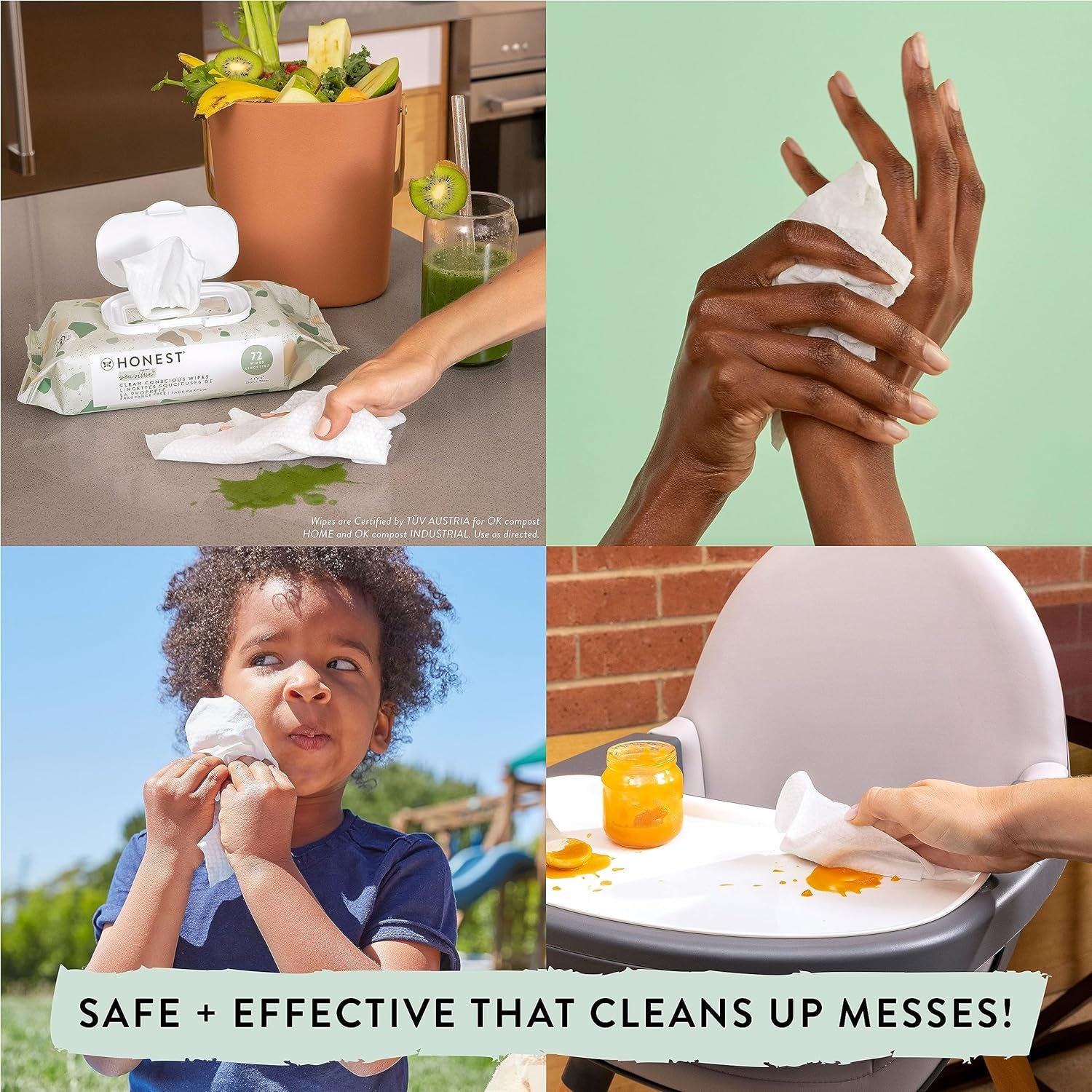 Clean Conscious Unscented Wipes | over 99% Water, Compostable, Plant-Based, Baby Wipes | Hypoallergenic for Sensitive Skin, EWG Verified | Geo Mood, 288 Count