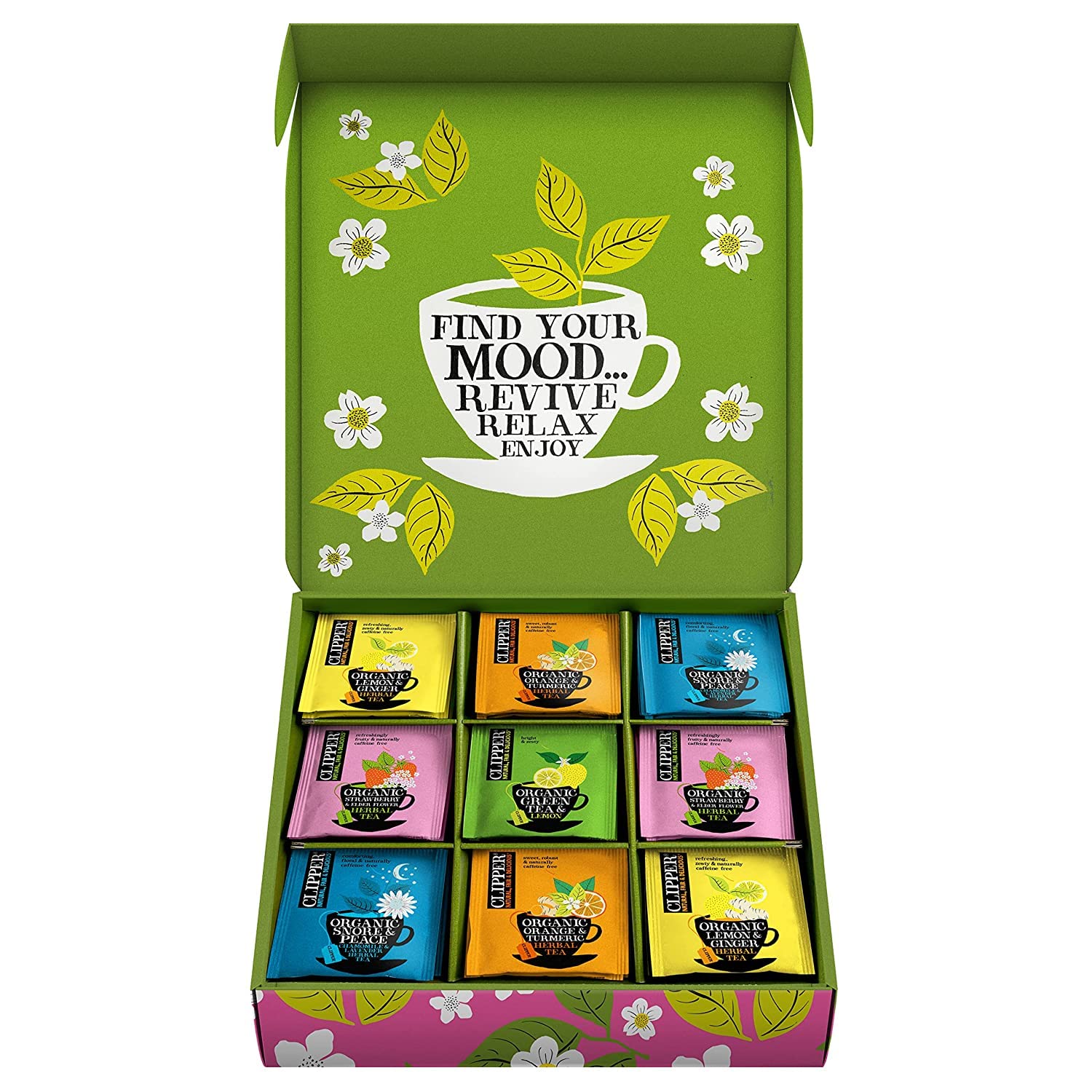Clipper Tea Herbal & Green Tea Sampler - Assorted Flavors, Fair Trade, Biodegradable Bags - 45ct