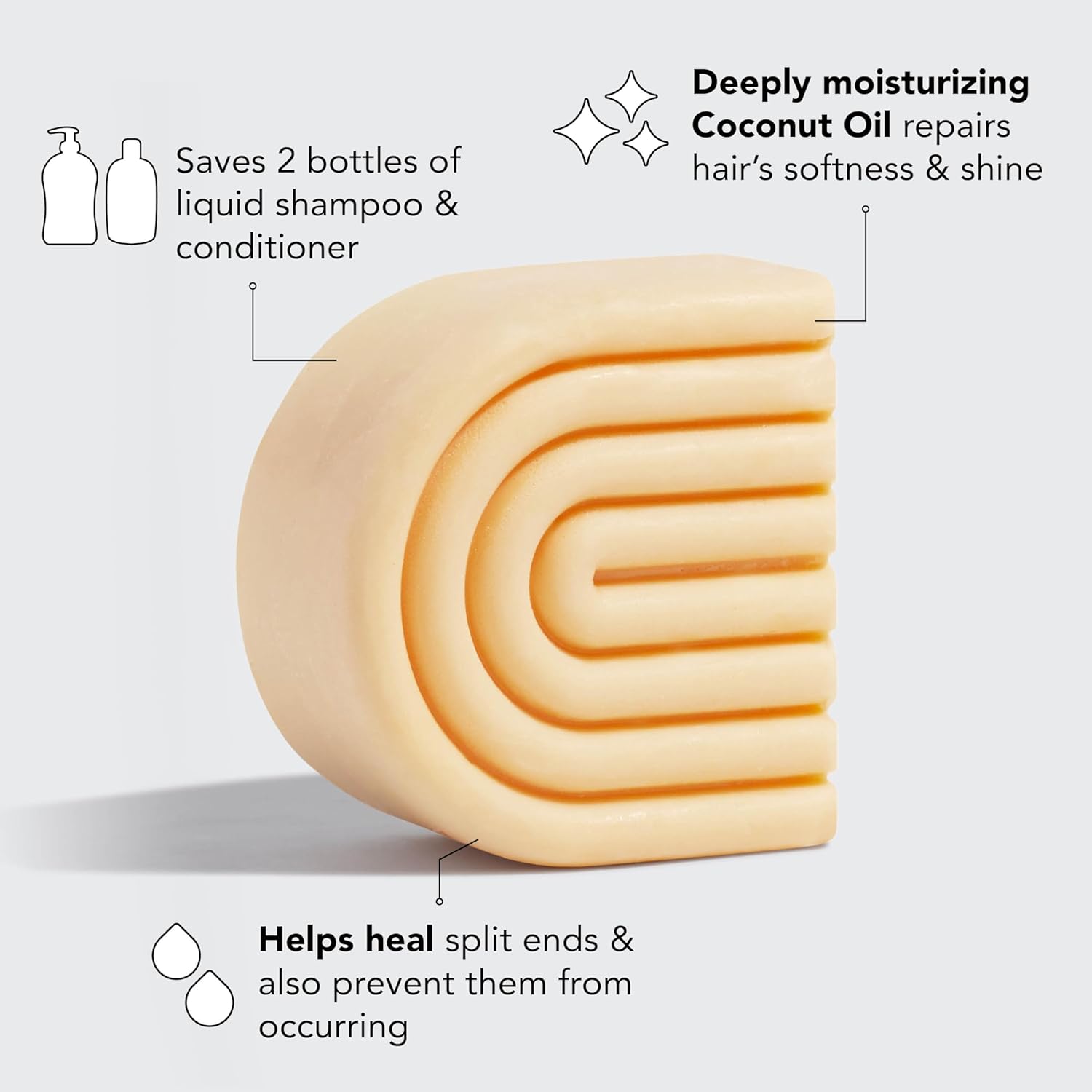 Kitsch Coconut Oil Conditioner Bar - Nourishes & Strengthens, Paraben Free - 2.7 oz