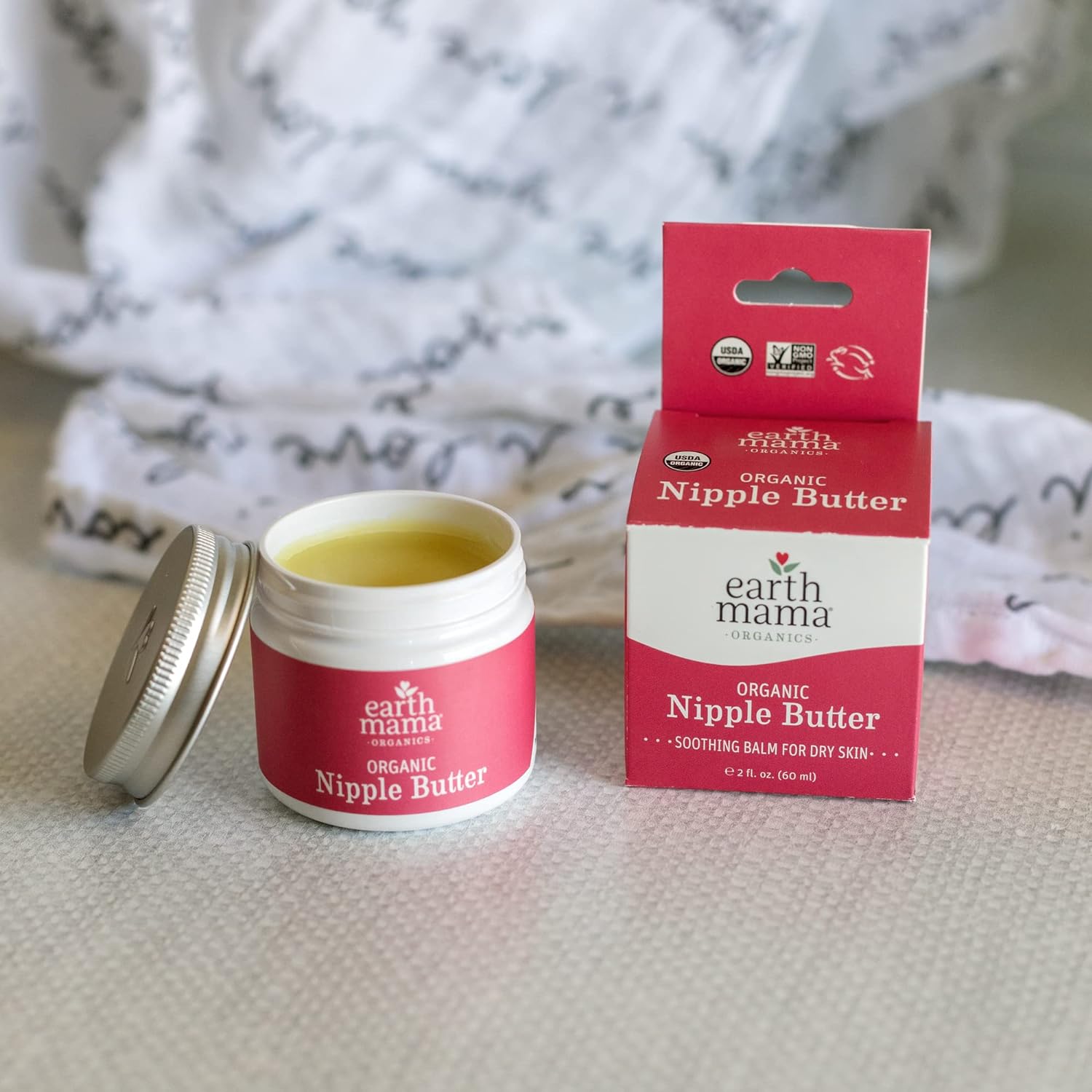 Earth Mama Organic Nipple Butter - Soothes Sore Nipples, Non-GMO, Lanolin-Free - 2oz