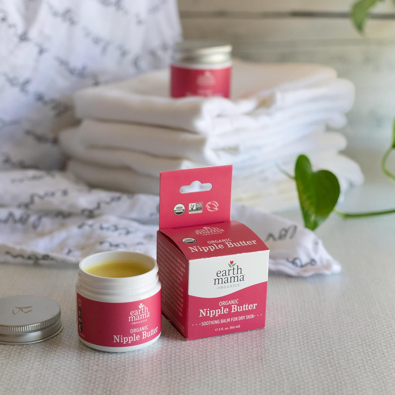 Earth Mama Organic Nipple Butter - Soothes Sore Nipples, Non-GMO, Lanolin-Free - 2oz